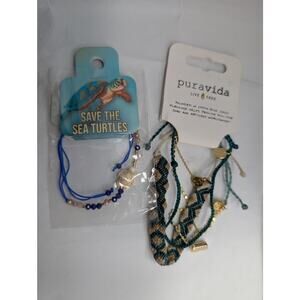 Pura Vida Multi Strand Bracelet & Save The Sea Turtles Bracelets NEW NWT